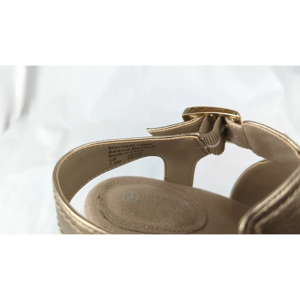 Giani Bernini Pumps Heels Gold Metallic Cross Strap Memory Foam 7.5
